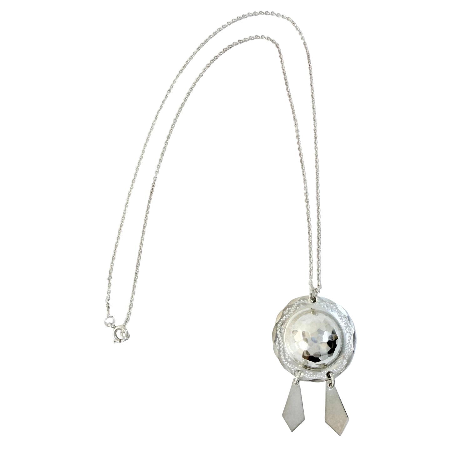 Sigurd Åhman for Jokkmokks Tenn, Sweden. Vintage Sterling Silver Sami / Laplander Pendant Necklace.