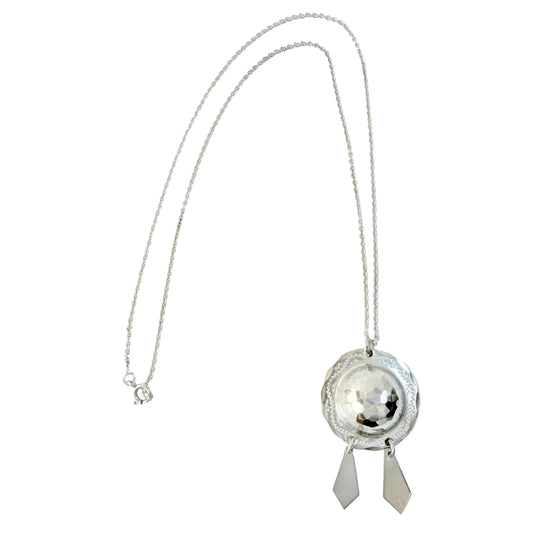 Sigurd Åhman for Jokkmokks Tenn, Sweden. Vintage Sterling Silver Sami / Laplander Pendant Necklace.
