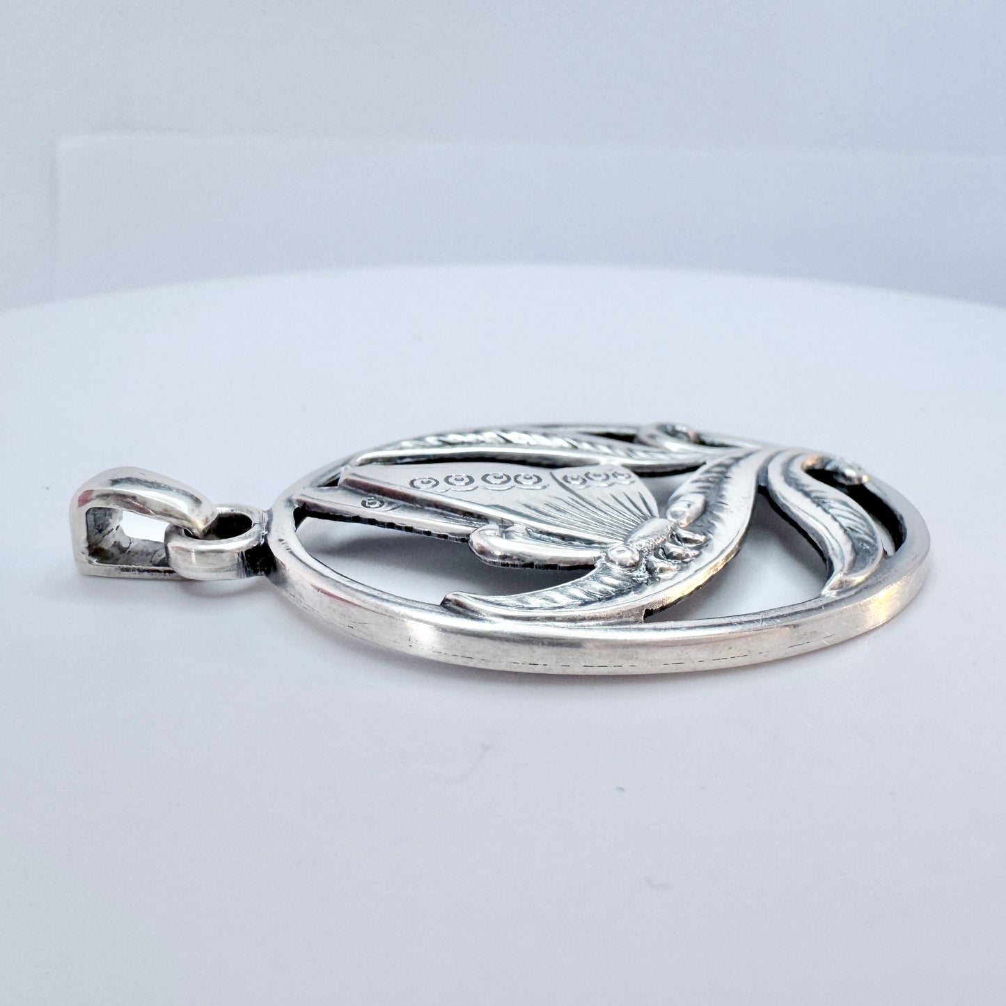 G Dahlgren, Sweden year 1950. Vintage Solid Silver Butterfly Pendant.