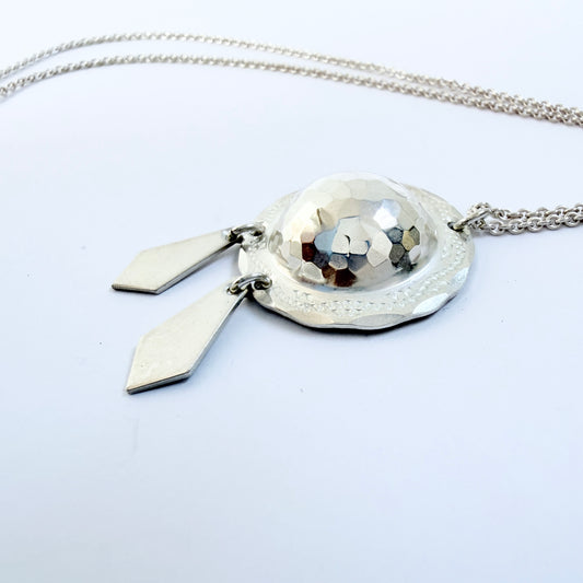 Sigurd Åhman for Jokkmokks Tenn, Sweden. Vintage Sterling Silver Sami / Laplander Pendant Necklace.