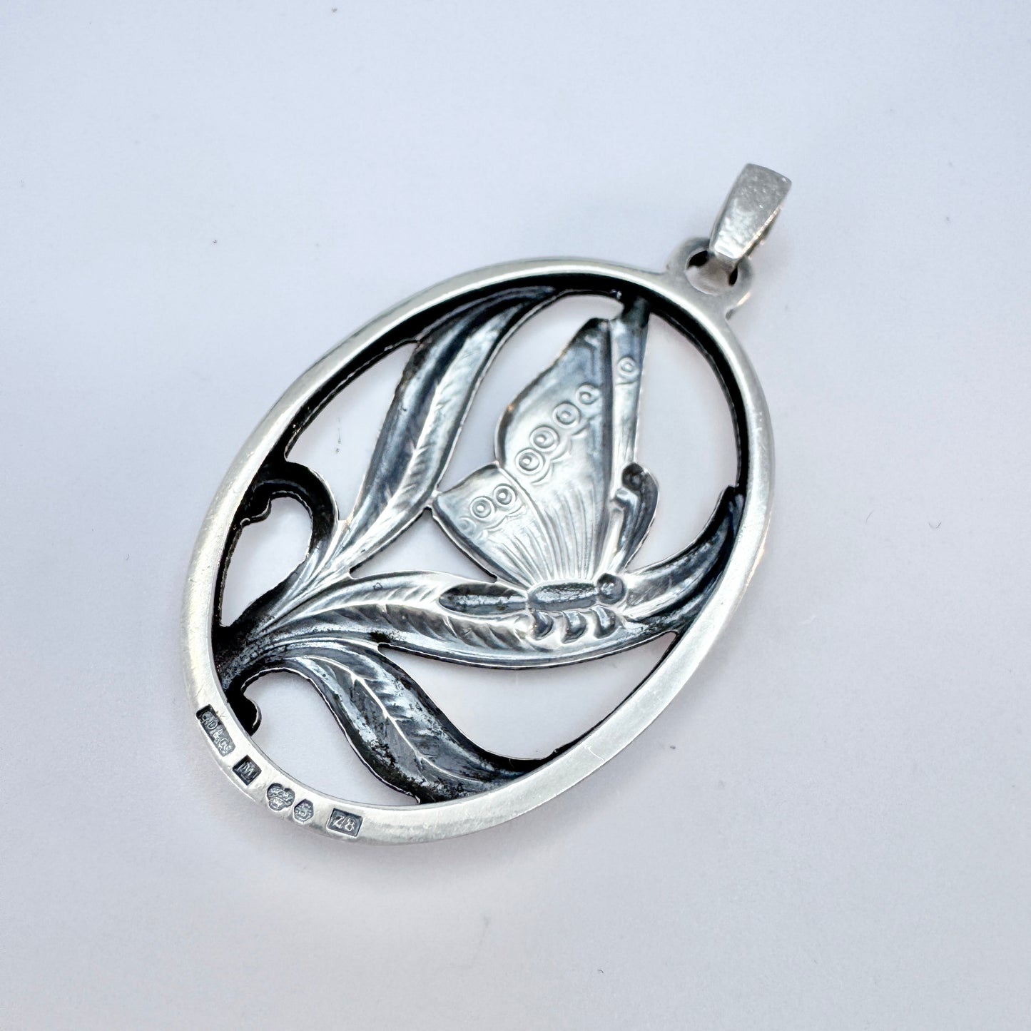 G Dahlgren, Sweden year 1950. Vintage Solid Silver Butterfly Pendant.