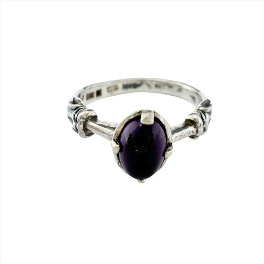 Bengt Hallberg, Sweden 1990s. Vintage Viking Copy Sterling Silver Amethyst Ring.