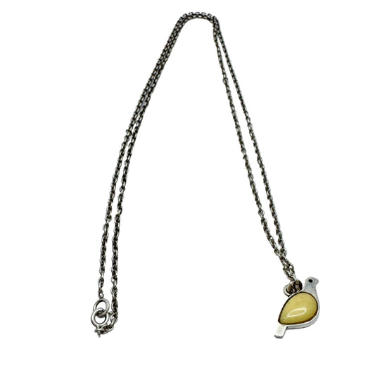 JAN, Finland. Vintage Sterling Silver Hardstone Bird Pendant Necklace.