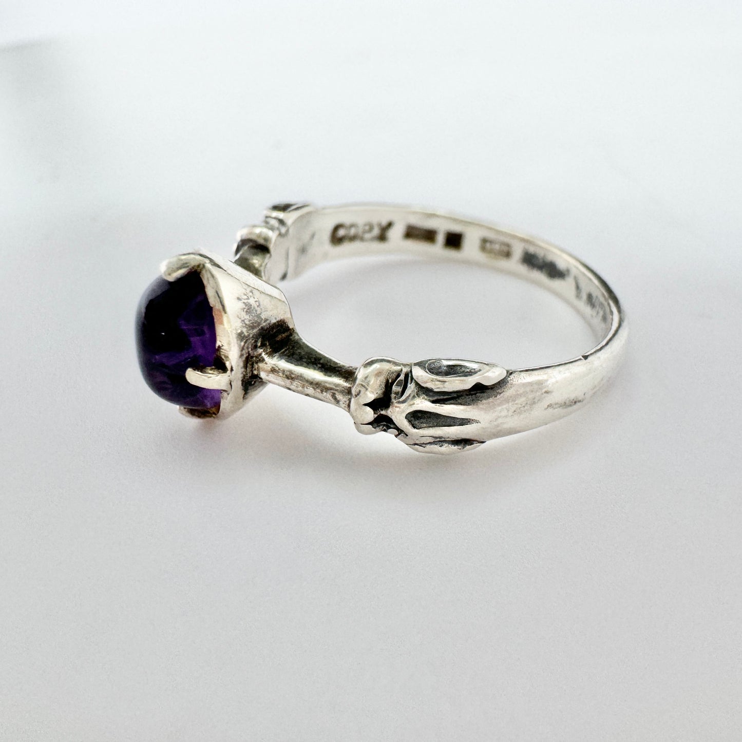 Bengt Hallberg, Sweden 1990s. Vintage Viking Copy Sterling Silver Amethyst Ring.