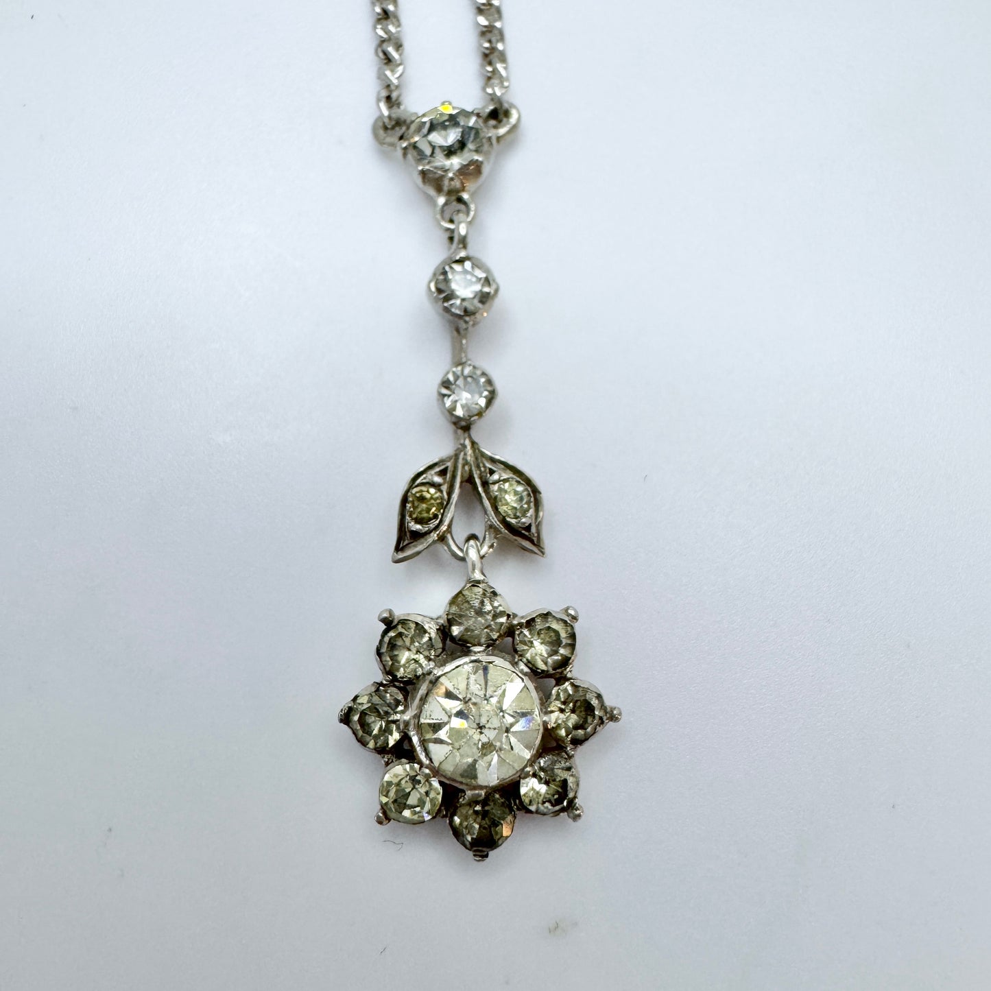 Knoll & Pregizer, Germany early 1900s. Solid Silver Paste Pendant Necklace
