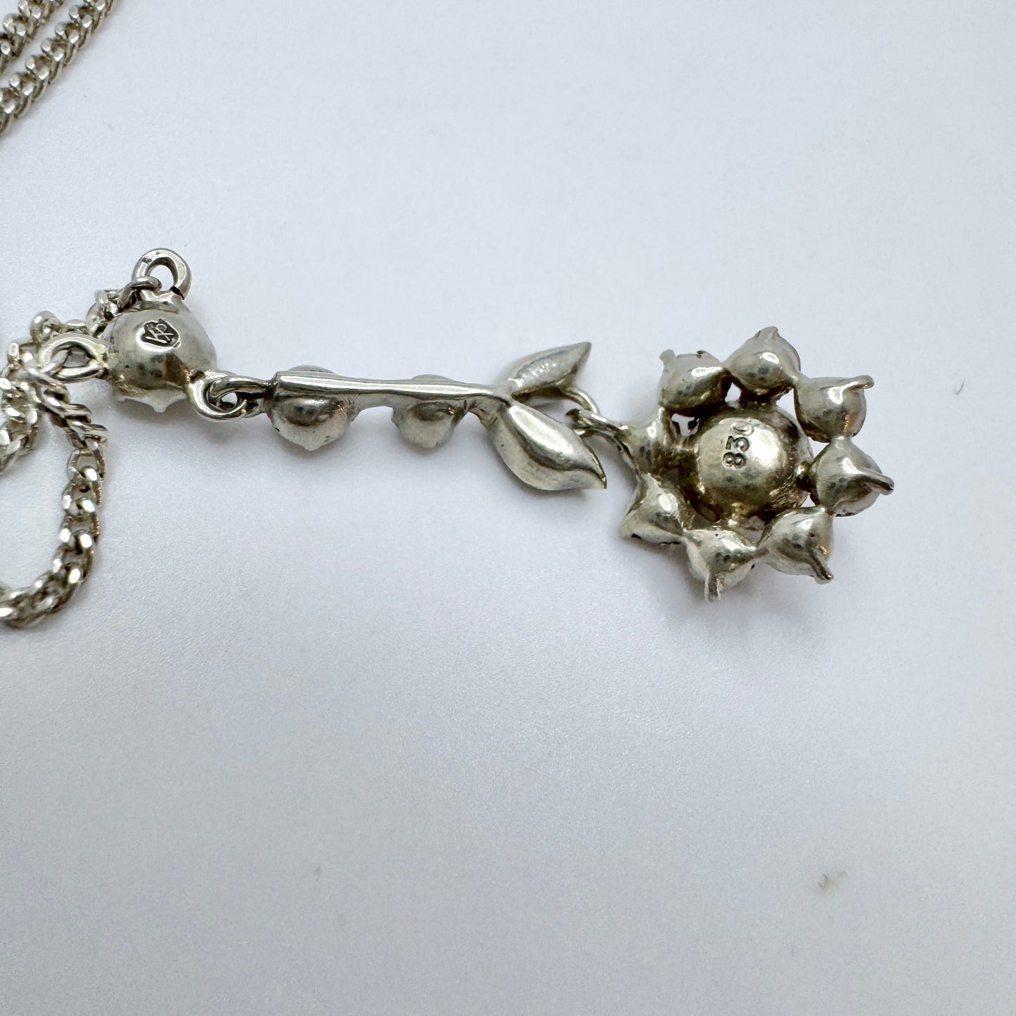 Knoll & Pregizer, Germany early 1900s. Solid Silver Paste Pendant Necklace