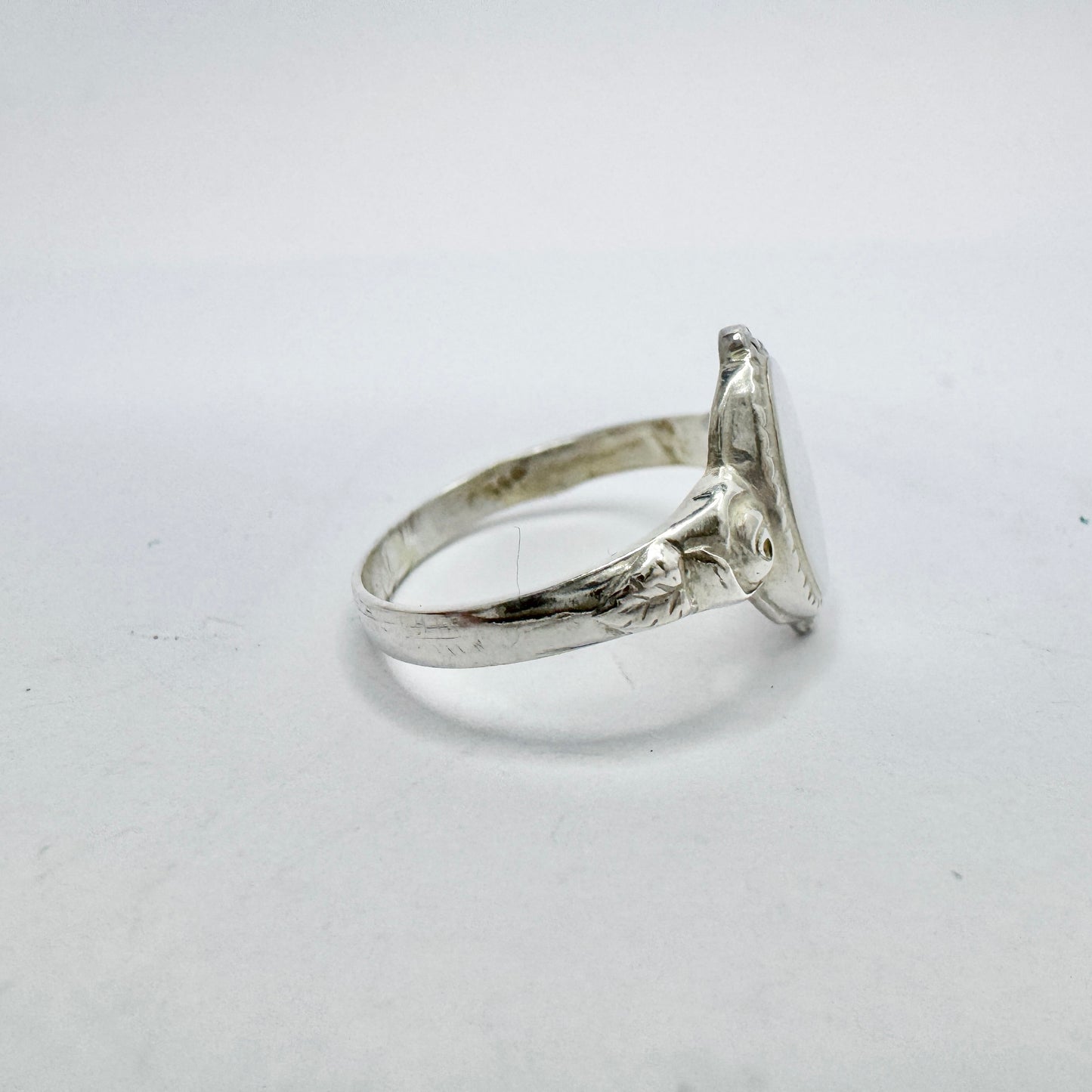 Vintage c 1950s. Vintage Sterling Silver Female Signet Ring.