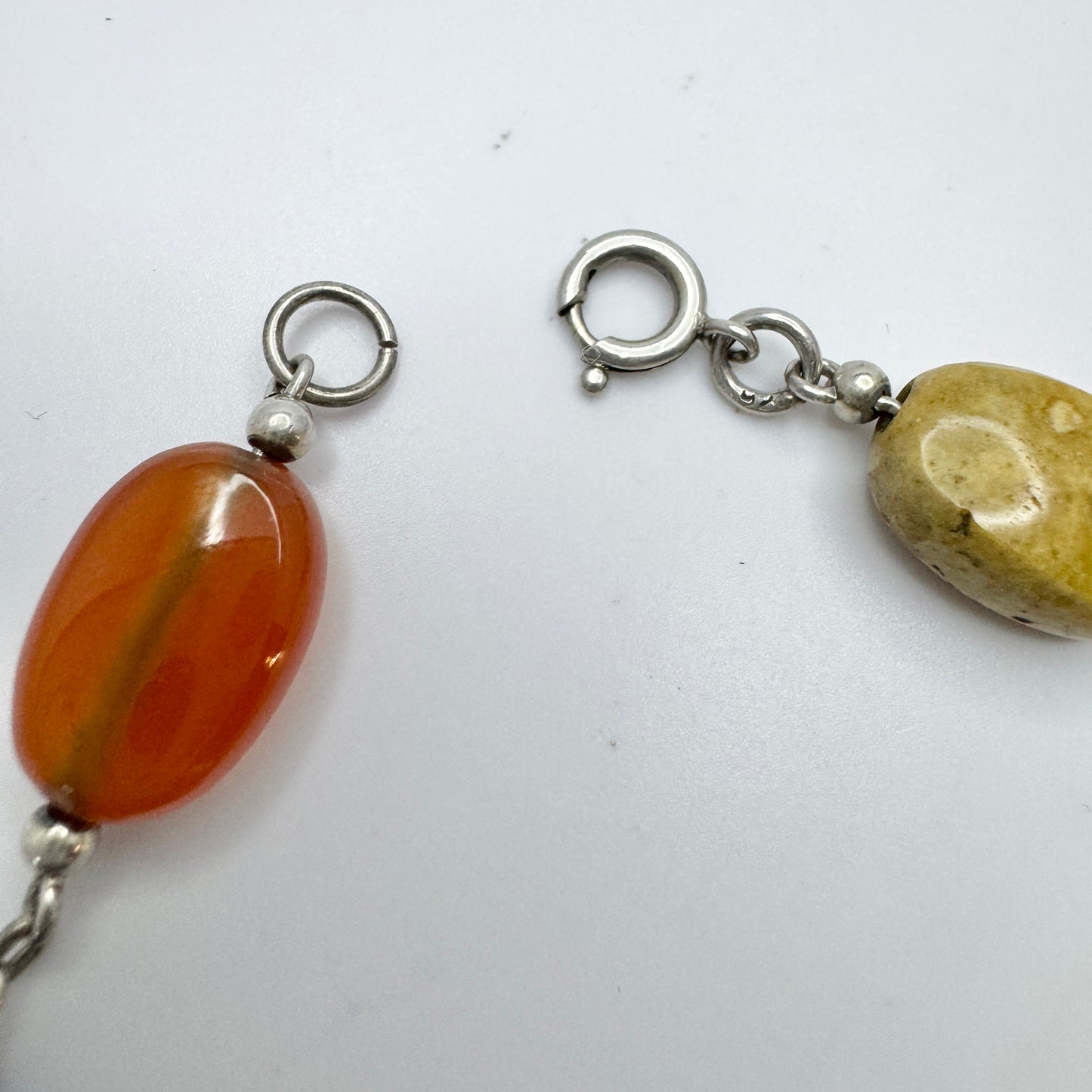 Vintage ca 1960s. Sterling Silver Quartz Agate Bracelet.