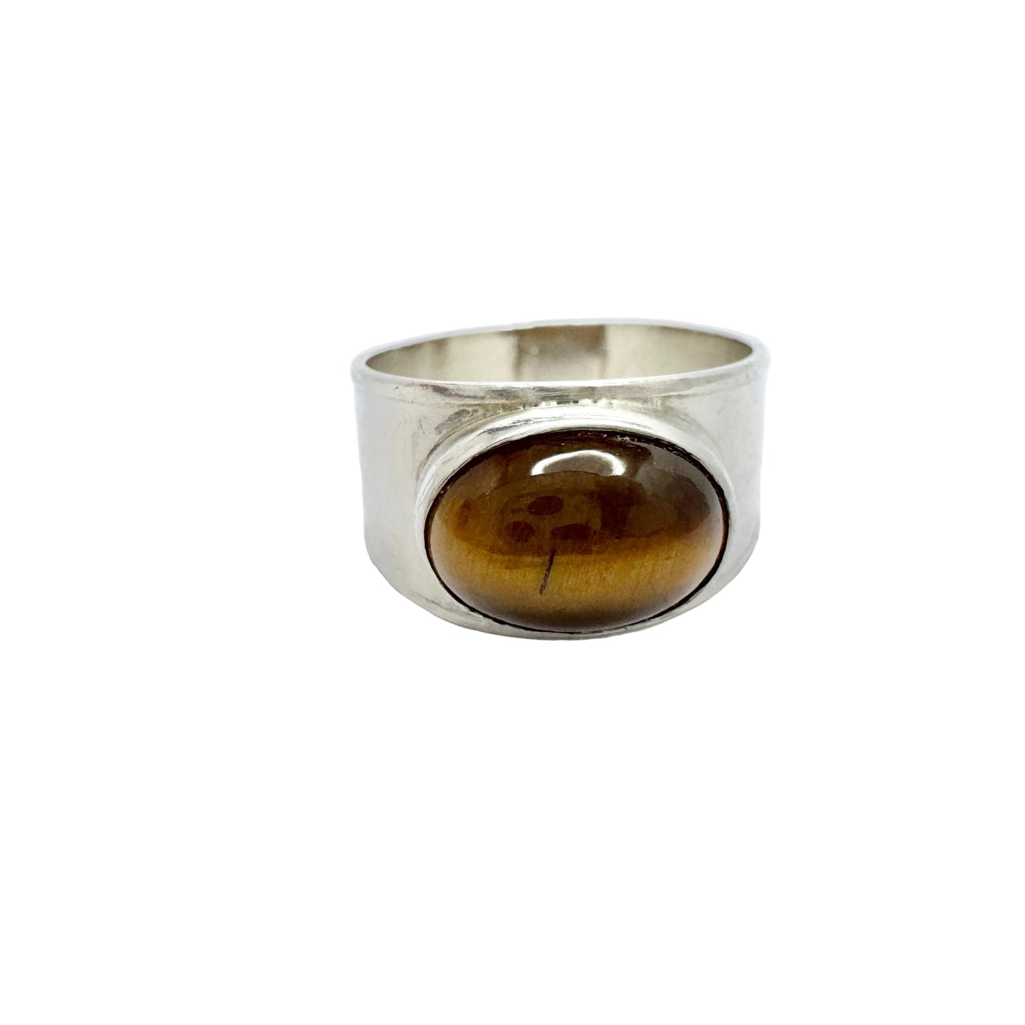 Vintage c 1960s. Solid Silver Tiger's Eye Ring.