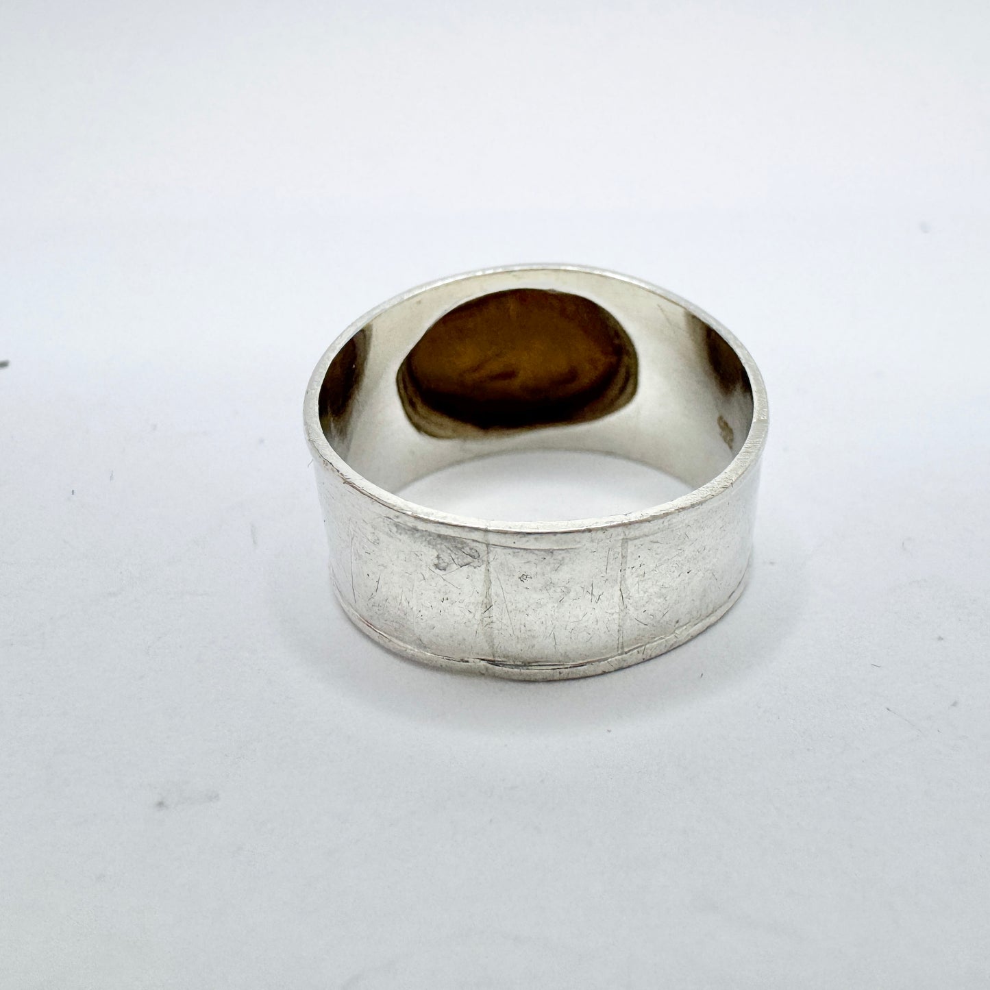 Vintage c 1960s. Solid Silver Tiger's Eye Ring.