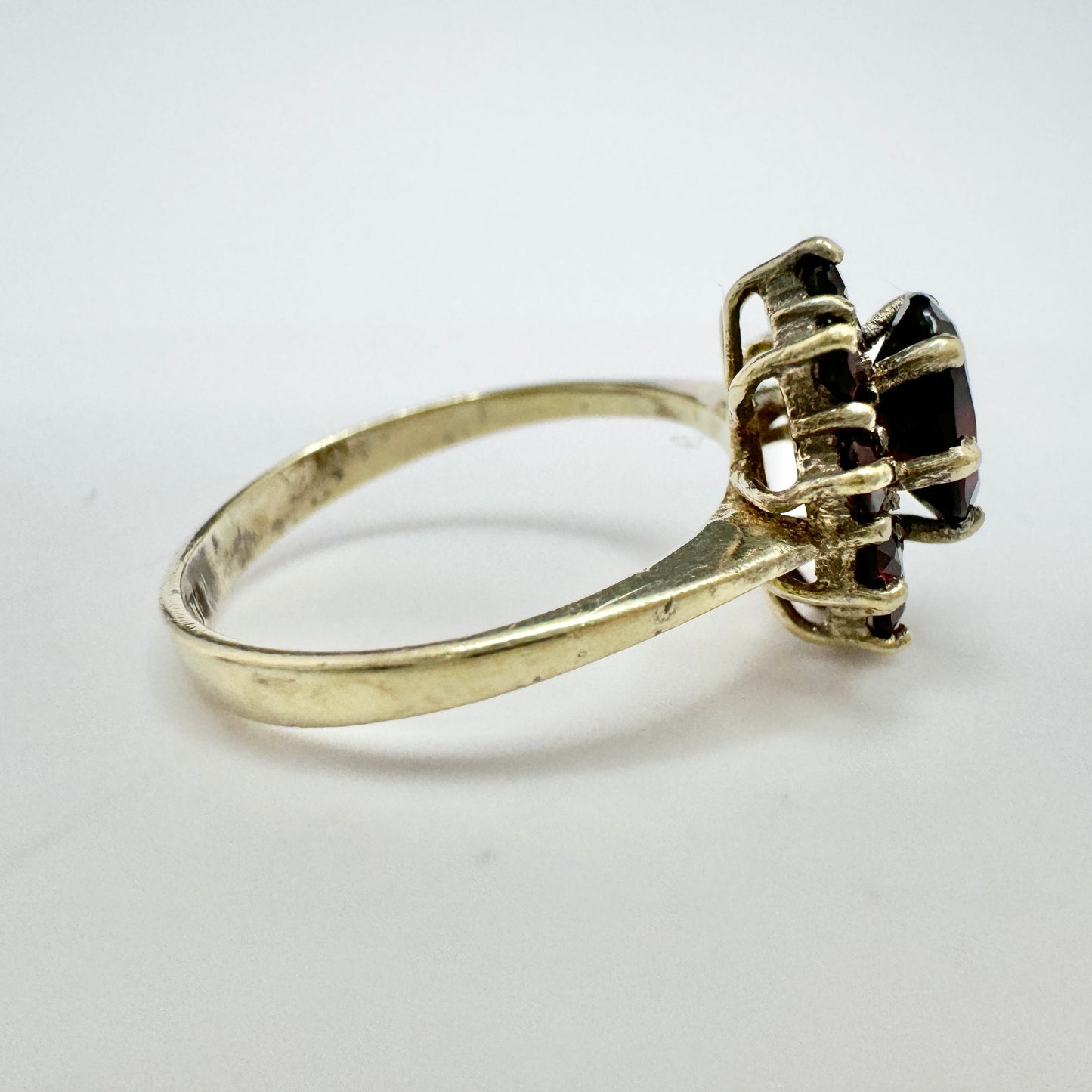 Vintage c 1950s. Gilt Solid 830 Silver Bohemian Garnet Ring.