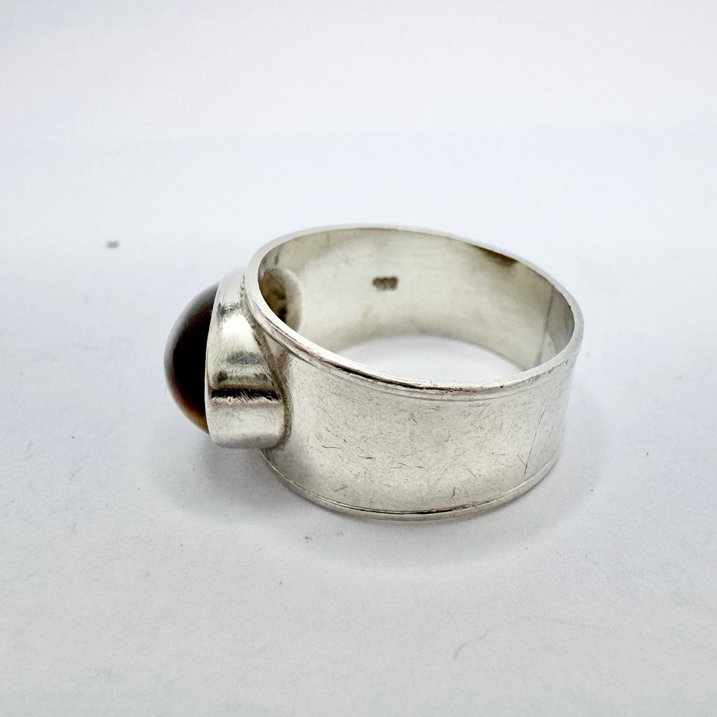 Vintage c 1960s. Solid Silver Tiger's Eye Ring.