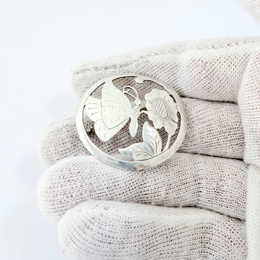 Germany early - mid 1900s. Vintage 900 Silver Butterfly Brooch.