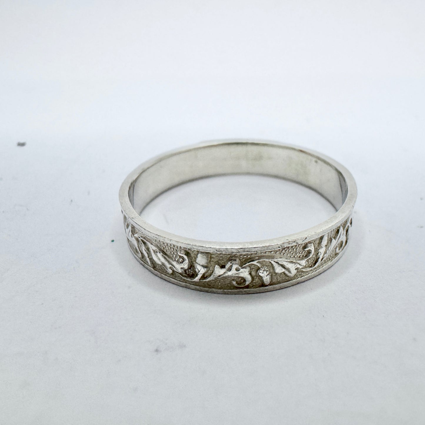 Ekström & Blohm, Sweden 1936. Vintage Solid Silver Band Monogram Ring with Unengraved Table
