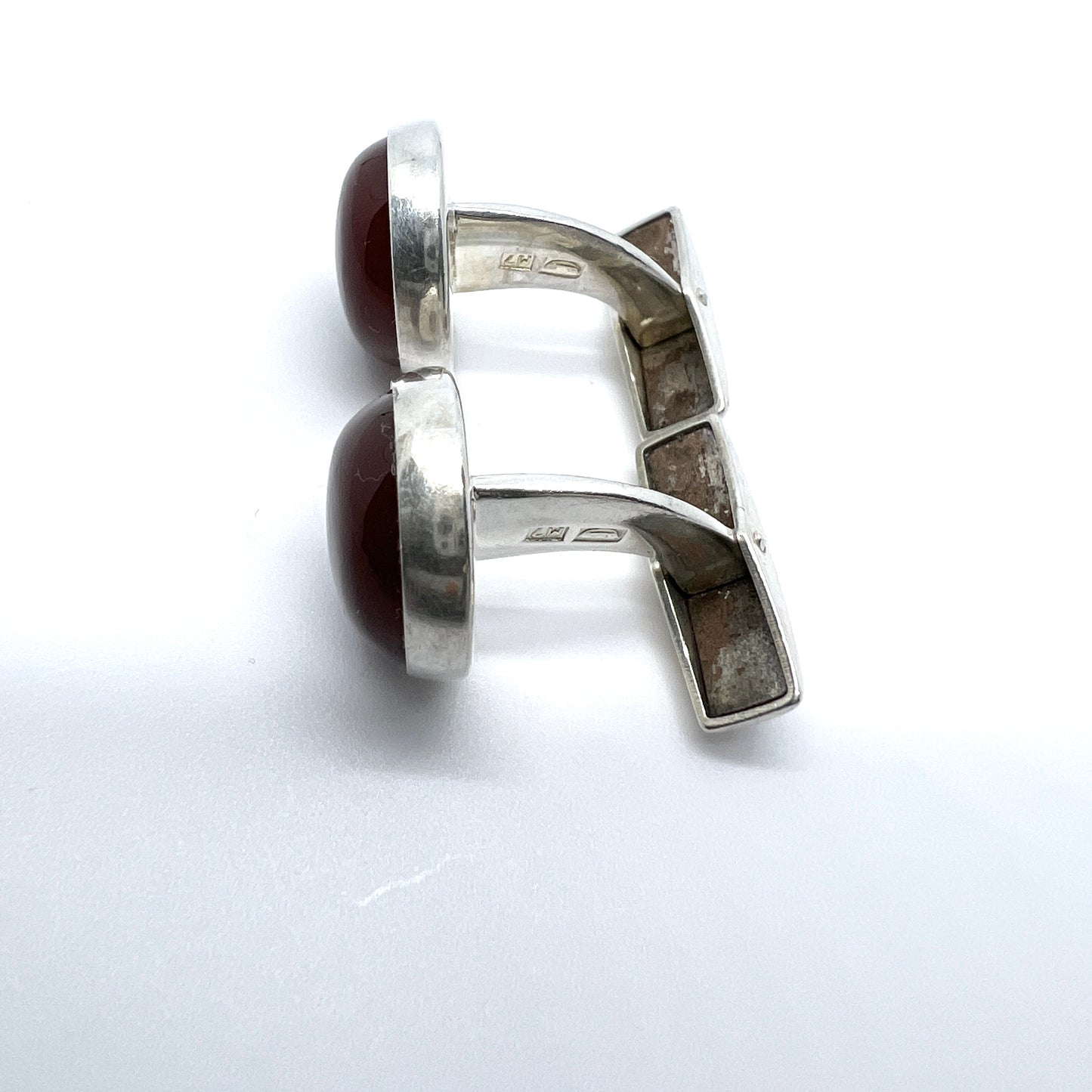 Rauno Oma Mättö, Finland 1965. Vintage Silver Carnelian Cufflinks.