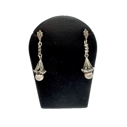 Svedboms, Sweden 1930-40s. Vintage Silver Earrings. Prob. WWII-era.