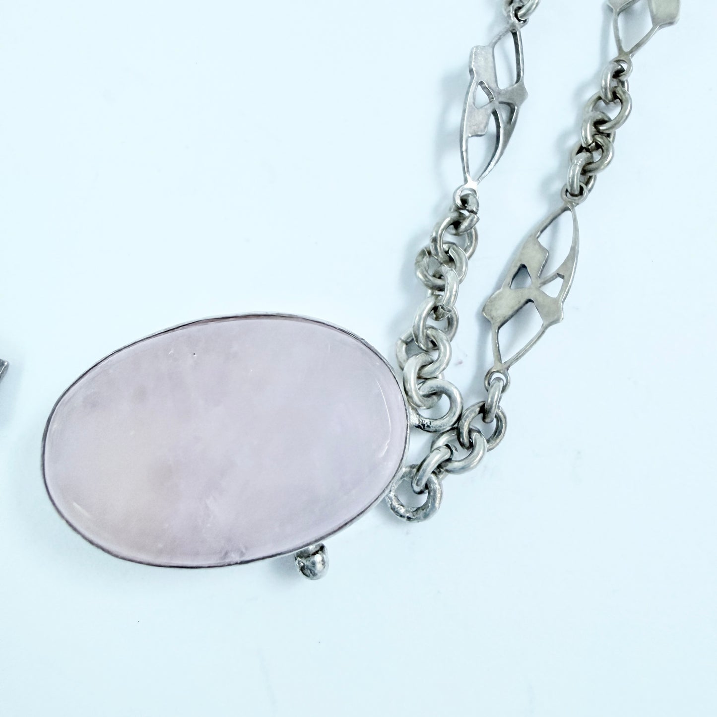 Claes E Giertta, Sweden 1958. Vintage Sterling Silver Rose Quartz Necklace.