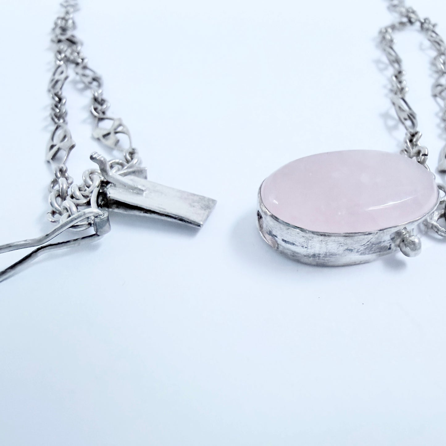 Claes E Giertta, Sweden 1958. Vintage Sterling Silver Rose Quartz Necklace.