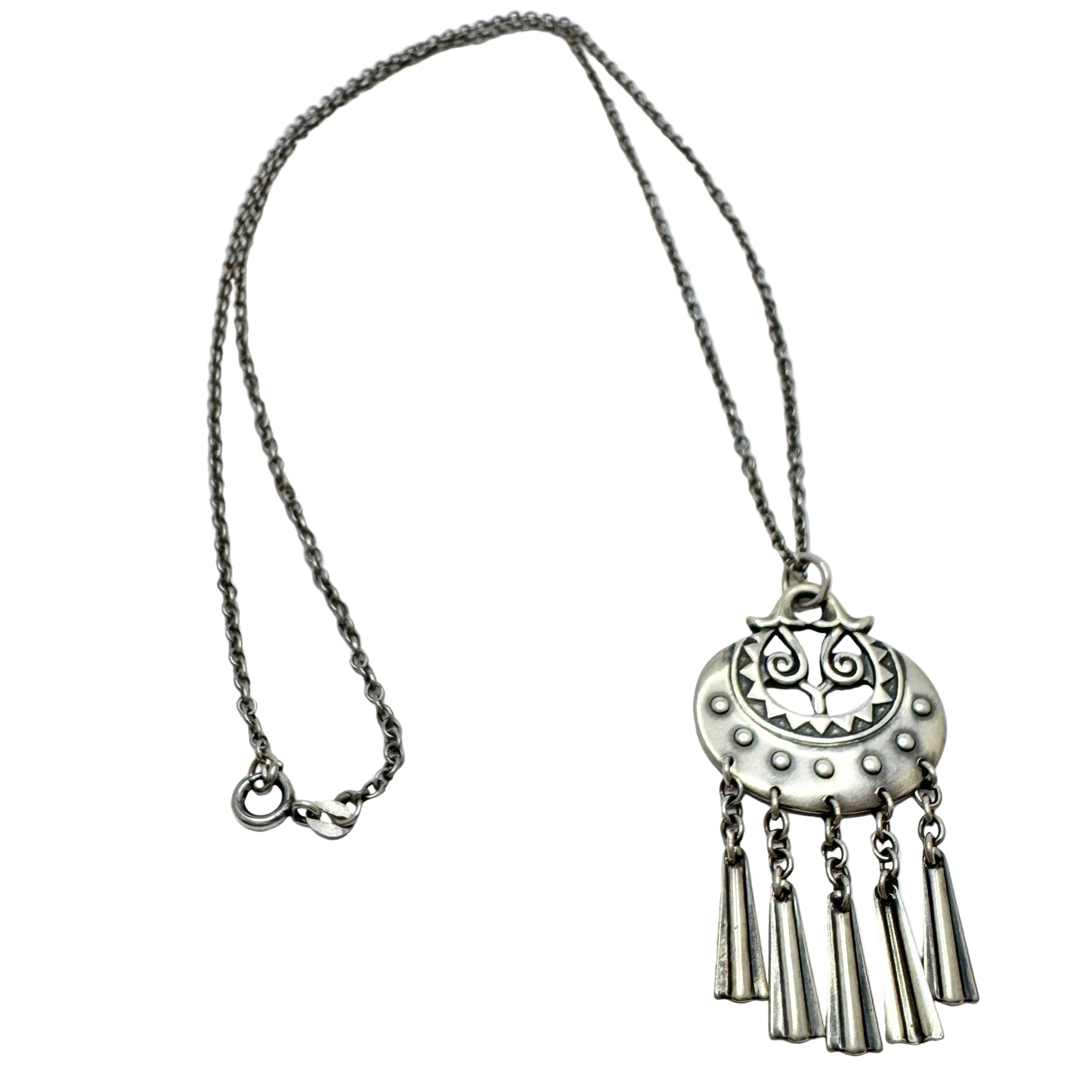 Kalevala Koru, Finland 1995. Vintage Sterling Silver Moon Goddess Pendant Necklace