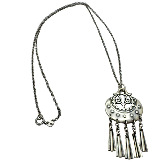 Kalevala Koru, Finland 1995. Vintage Sterling Silver Moon Goddess Pendant Necklace