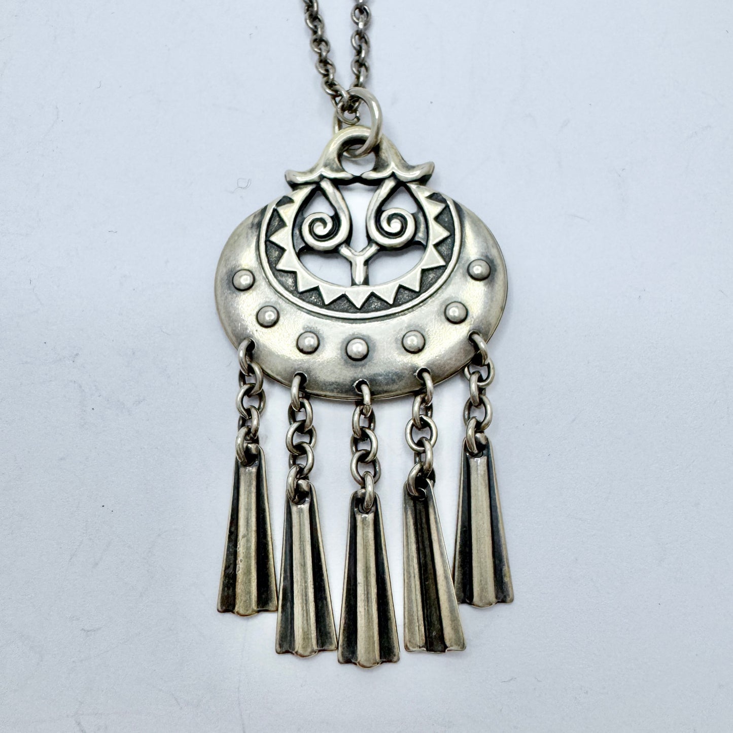 Kalevala Koru, Finland 1995. Vintage Sterling Silver Moon Goddess Pendant Necklace