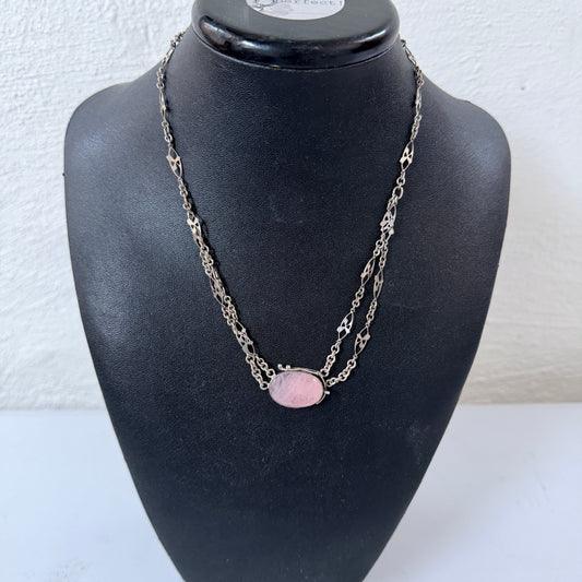 Claes E Giertta, Sweden 1958. Vintage Sterling Silver Rose Quartz Necklace.
