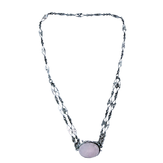 Claes E Giertta, Sweden 1958. Vintage Sterling Silver Rose Quartz Necklace.