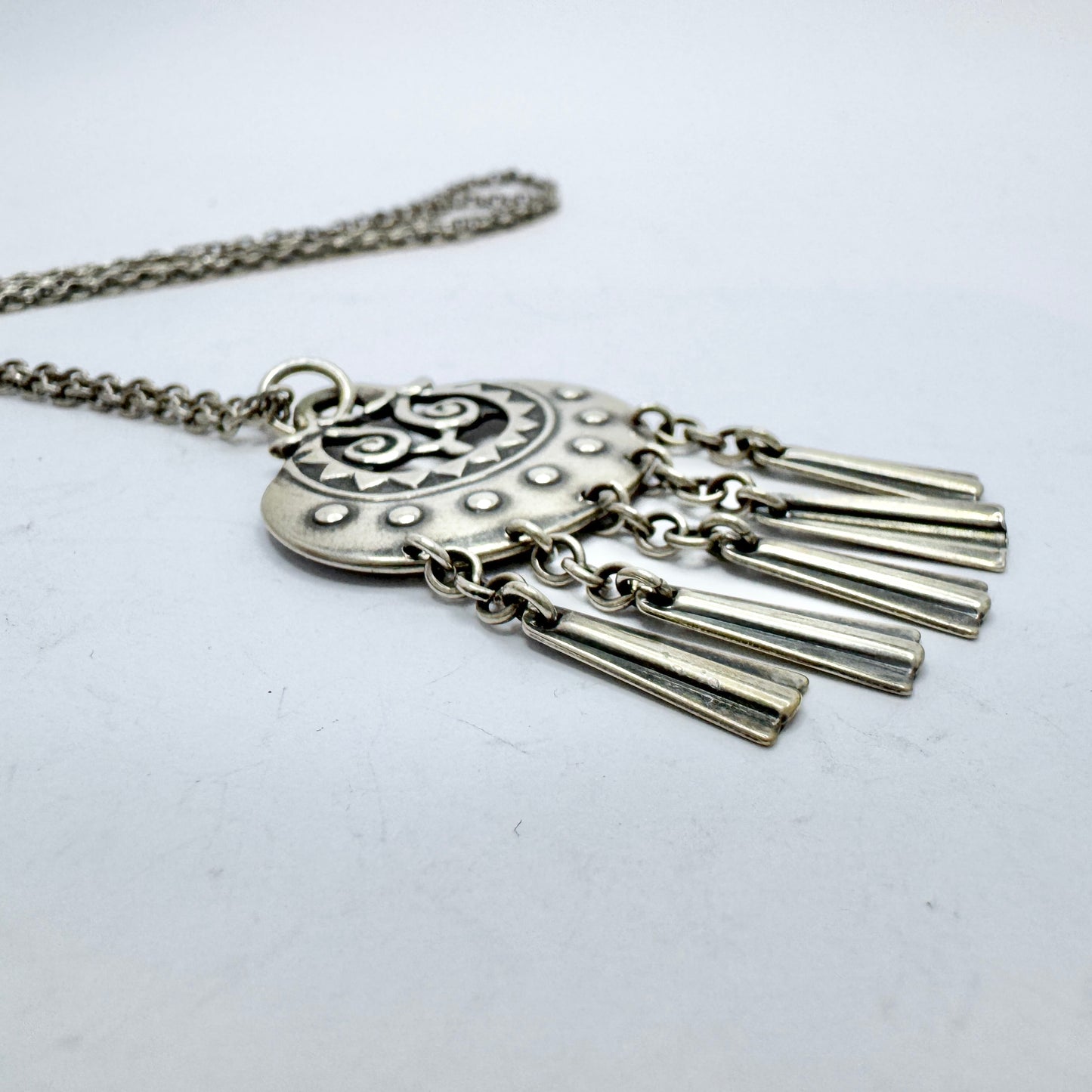 Kalevala Koru, Finland 1995. Vintage Sterling Silver Moon Goddess Pendant Necklace