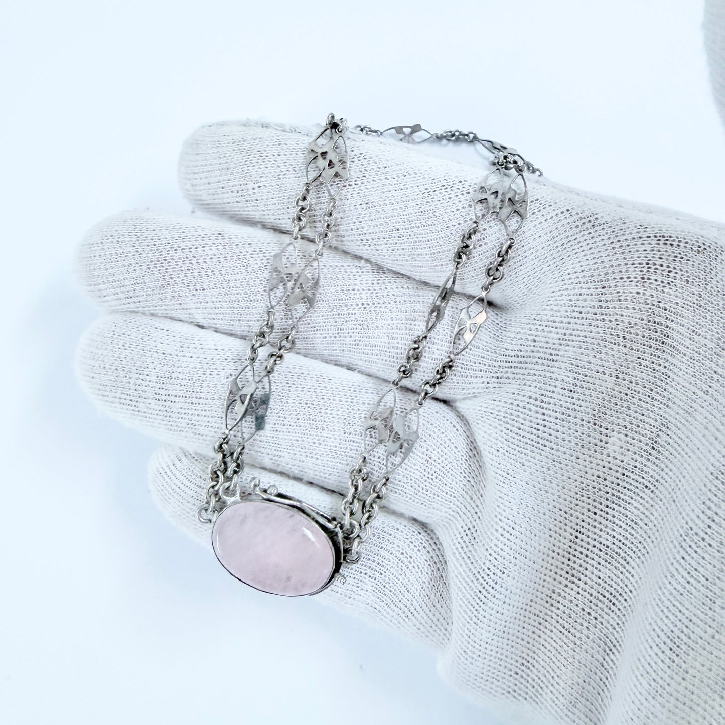 Claes E Giertta, Sweden 1958. Vintage Sterling Silver Rose Quartz Necklace.