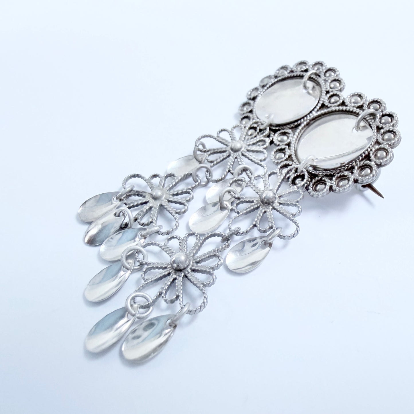T.A.H, Norway. Vintage Solid Silver Traditional Bunad's Costume Brooch.