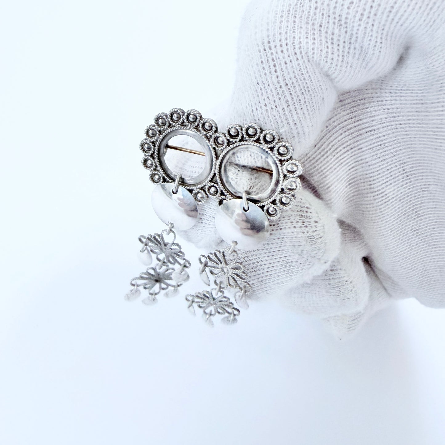 T.A.H, Norway. Vintage Solid Silver Traditional Bunad's Costume Brooch.