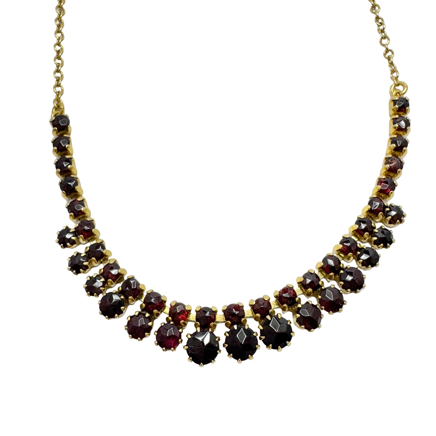 Vintage Garnet Gilt Metal Necklace