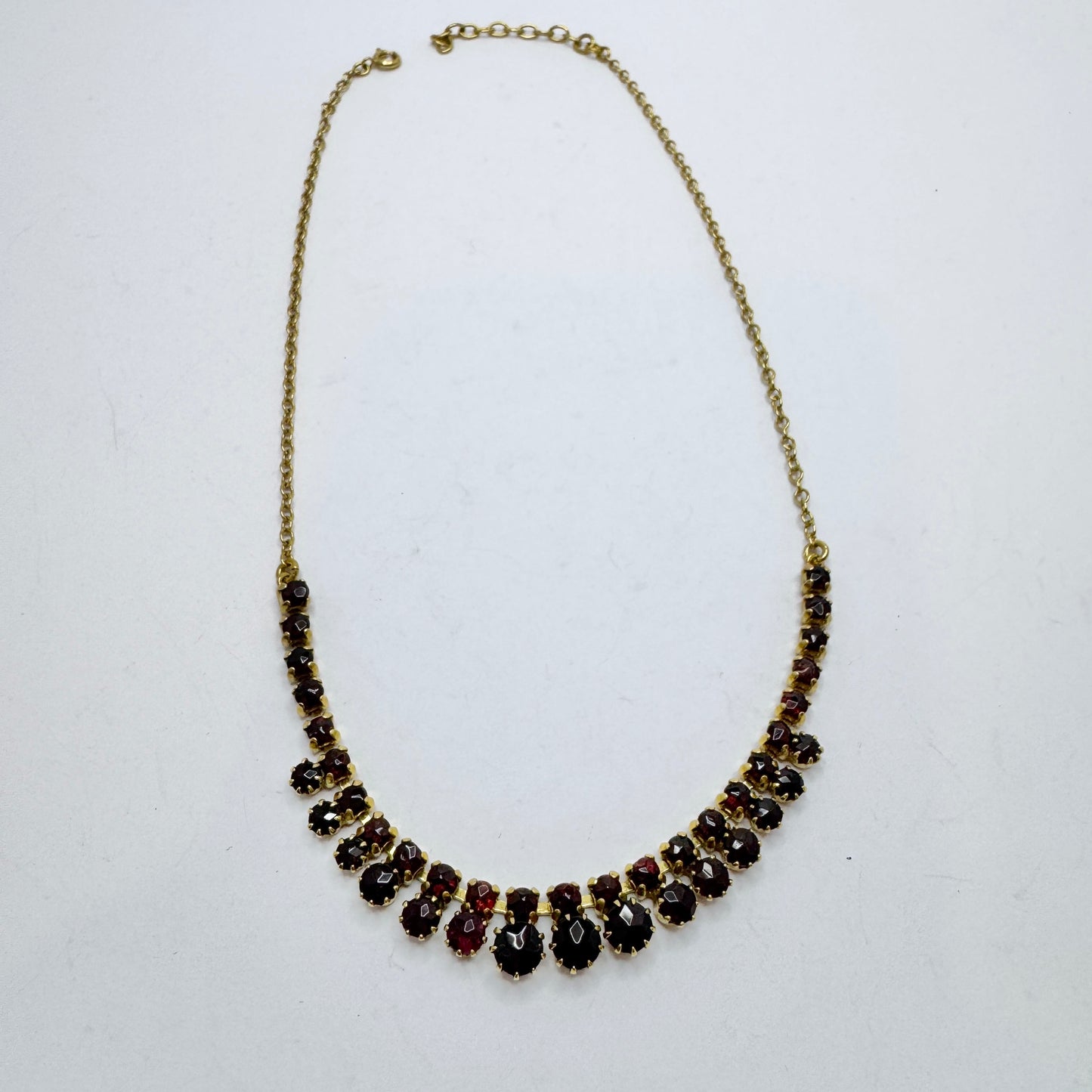 Vintage Garnet Gilt Metal Necklace