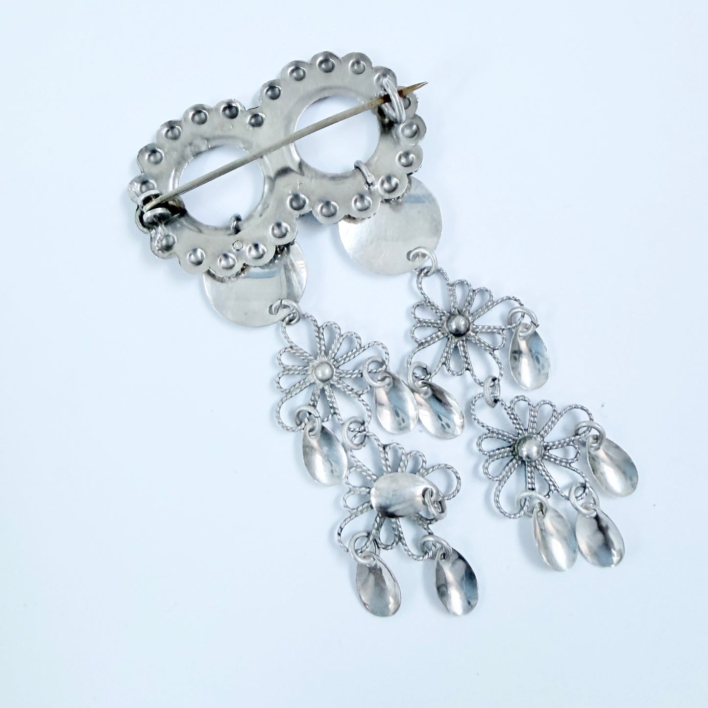 T.A.H, Norway. Vintage Solid Silver Traditional Bunad's Costume Brooch.