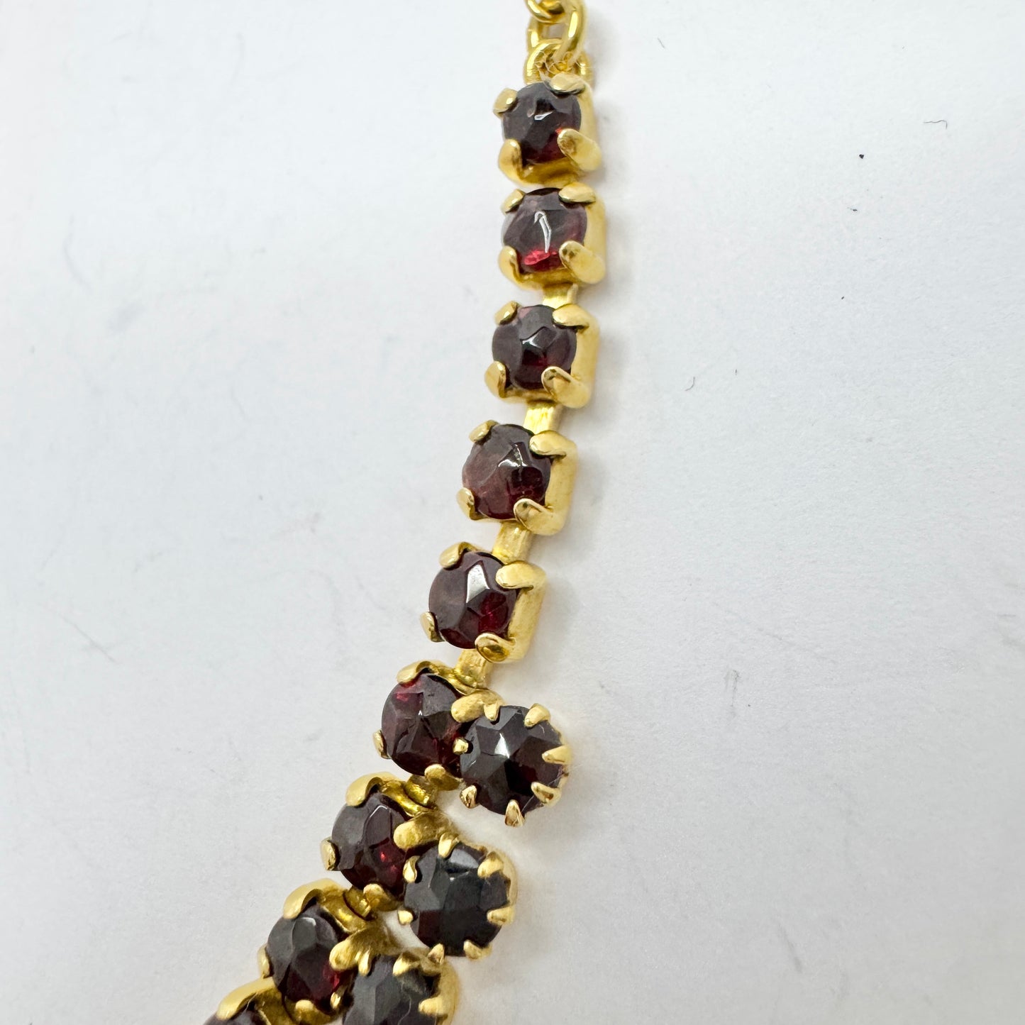 Vintage Garnet Gilt Metal Necklace