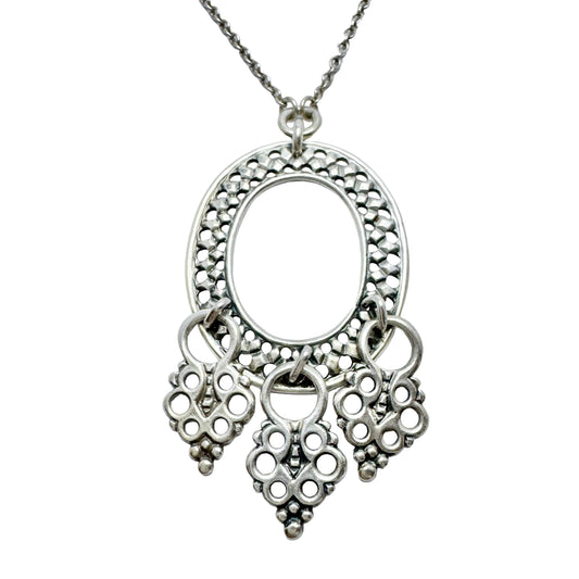 Kalevala Koru, Finland. Vintage Sterling Silver Pendant Long Chain Necklace.