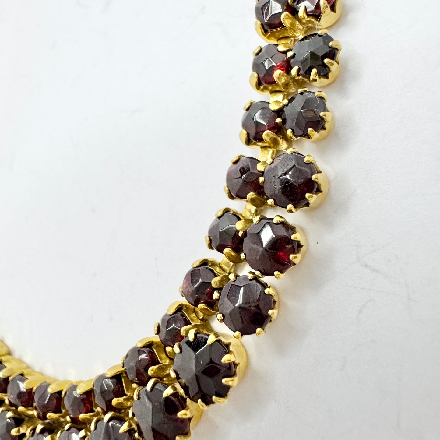 Vintage Garnet Gilt Metal Necklace
