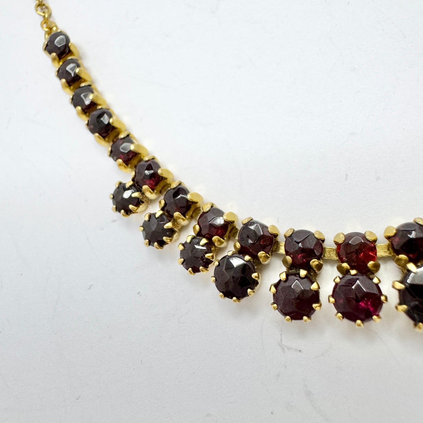 Vintage Garnet Gilt Metal Necklace