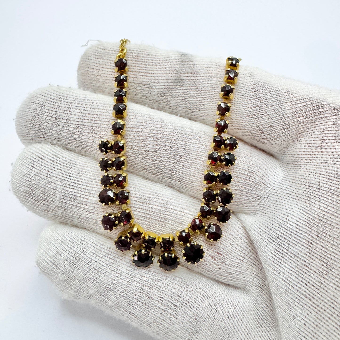 Vintage Garnet Gilt Metal Necklace