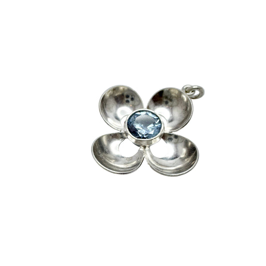 Finland ca 1960s. Sterling Silver Synthetic Blue Spinel Pendant.