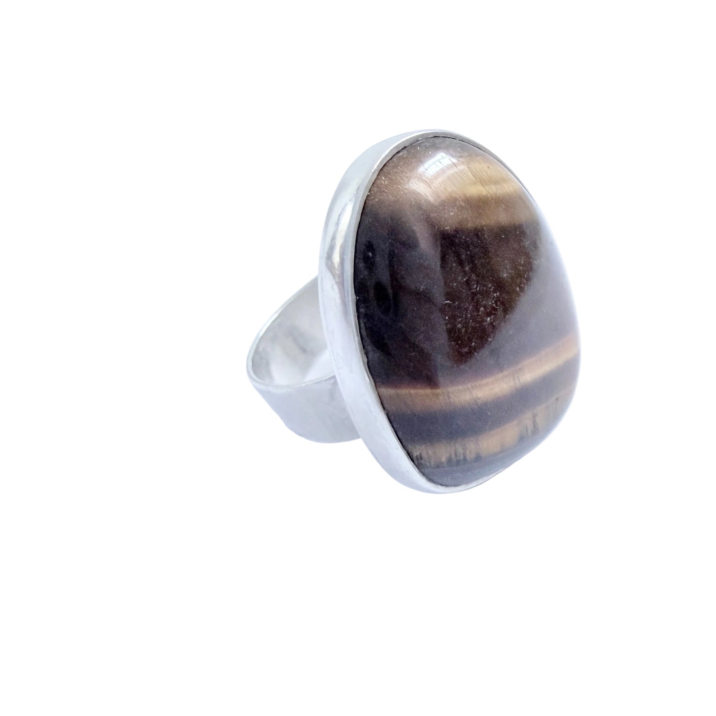 Vintage c 1960-70s Solid Slver Tiger's Eye Ring.