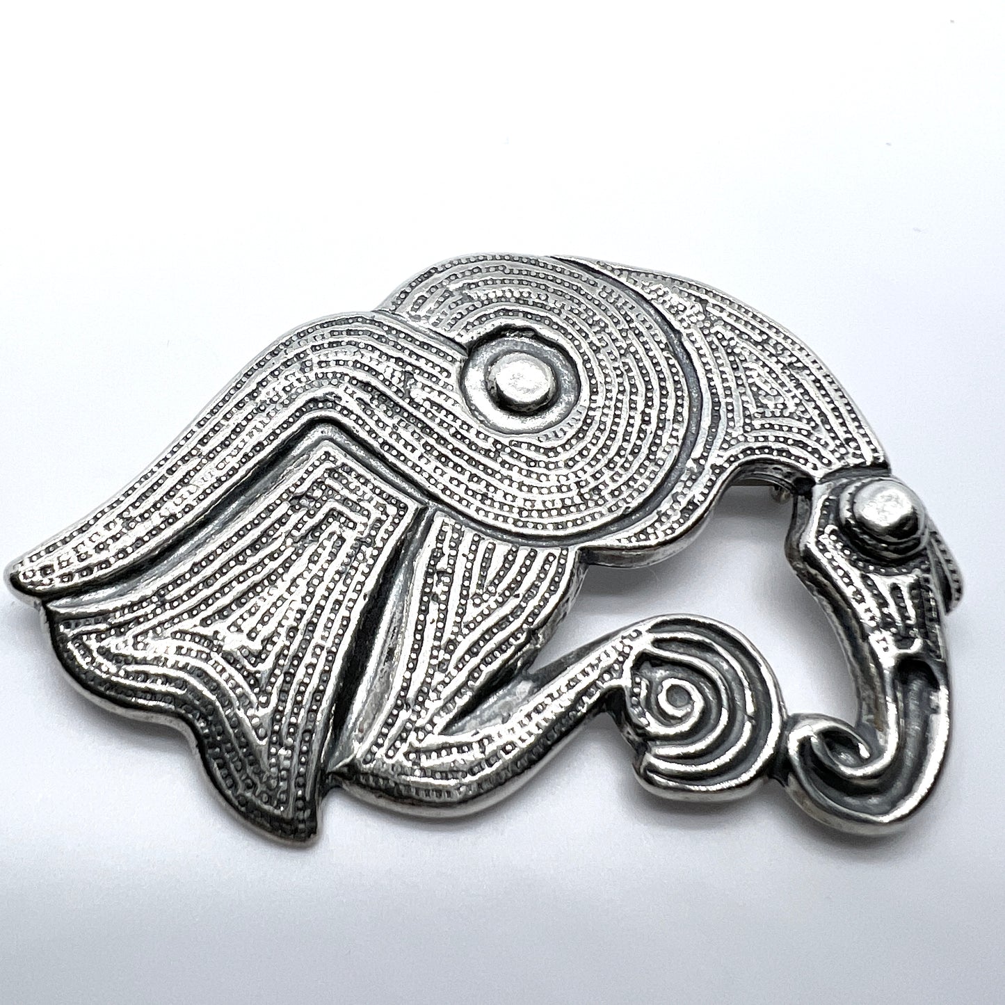 Kalevala Koru Finland 1997. Vintage Sterling Silver Viking Copy Raven Large Brooch.