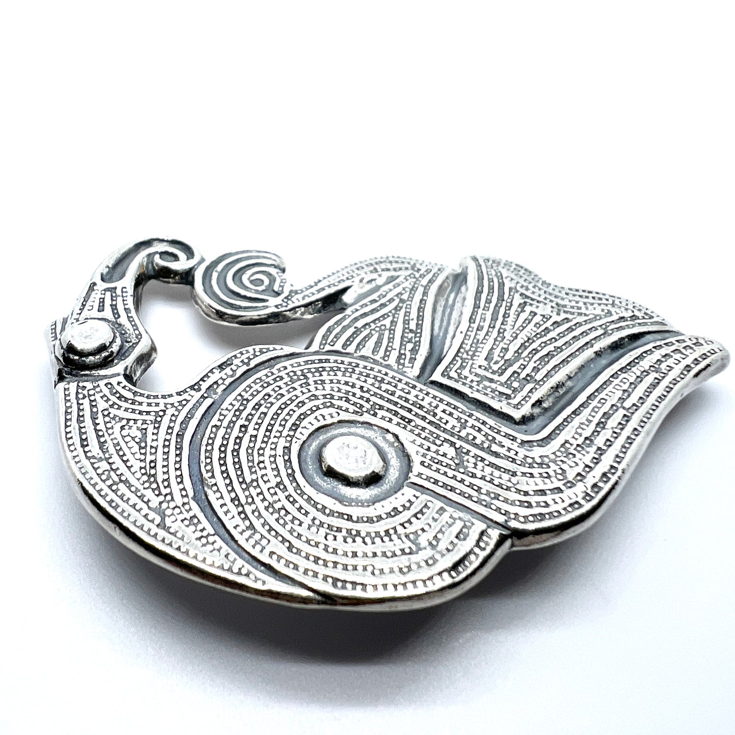 Kalevala Koru Finland 1997. Vintage Sterling Silver Viking Copy Raven Large Brooch.