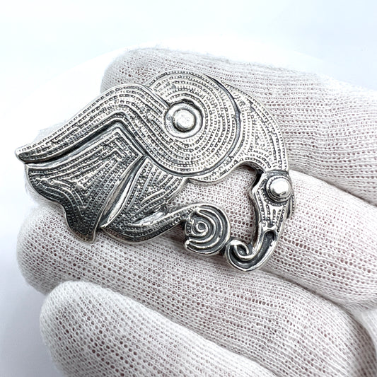 Kalevala Koru Finland 1997. Vintage Sterling Silver Viking Copy Raven Large Brooch.