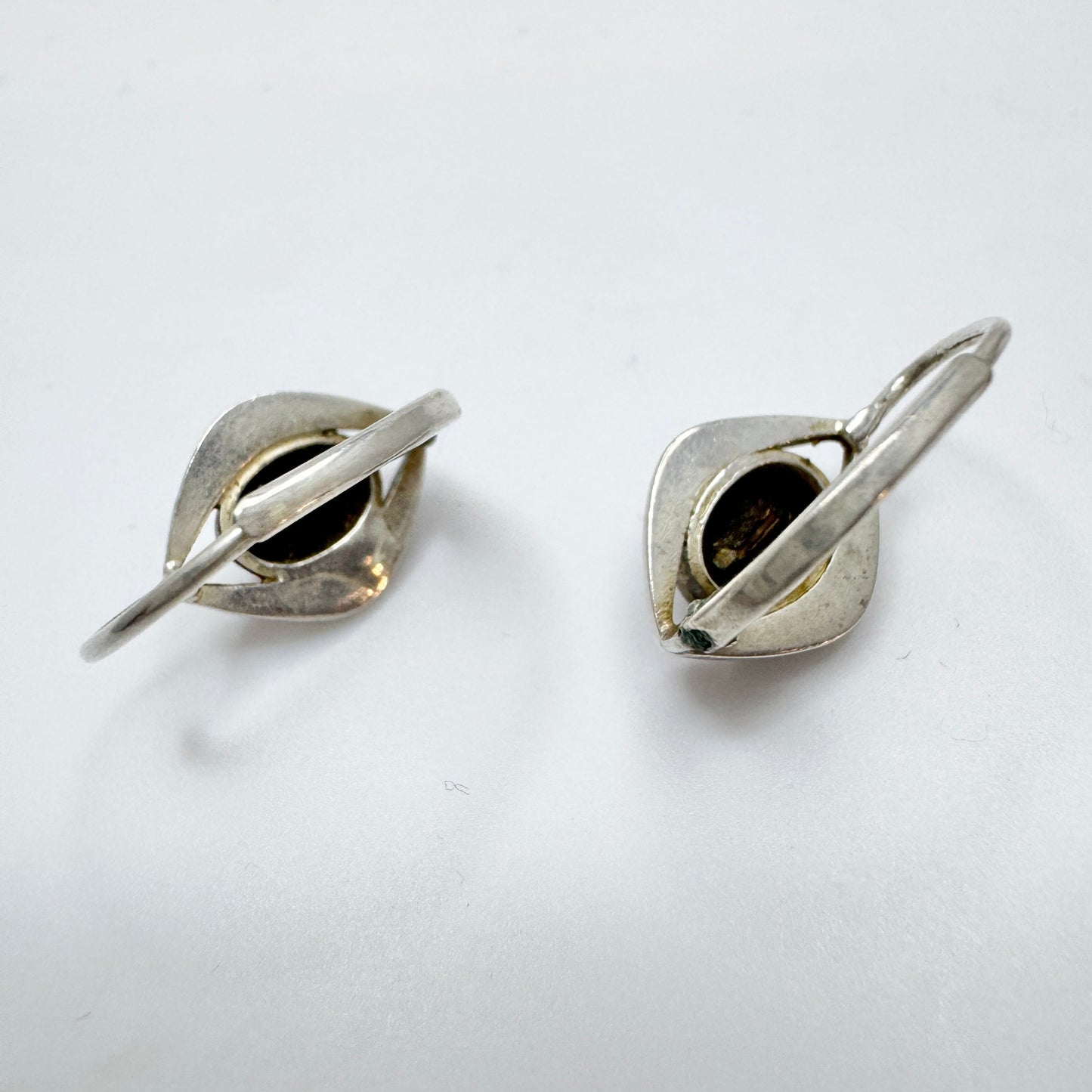 Vintage c 1960s Solid 835 Silver Aurora Borealis Earrings.