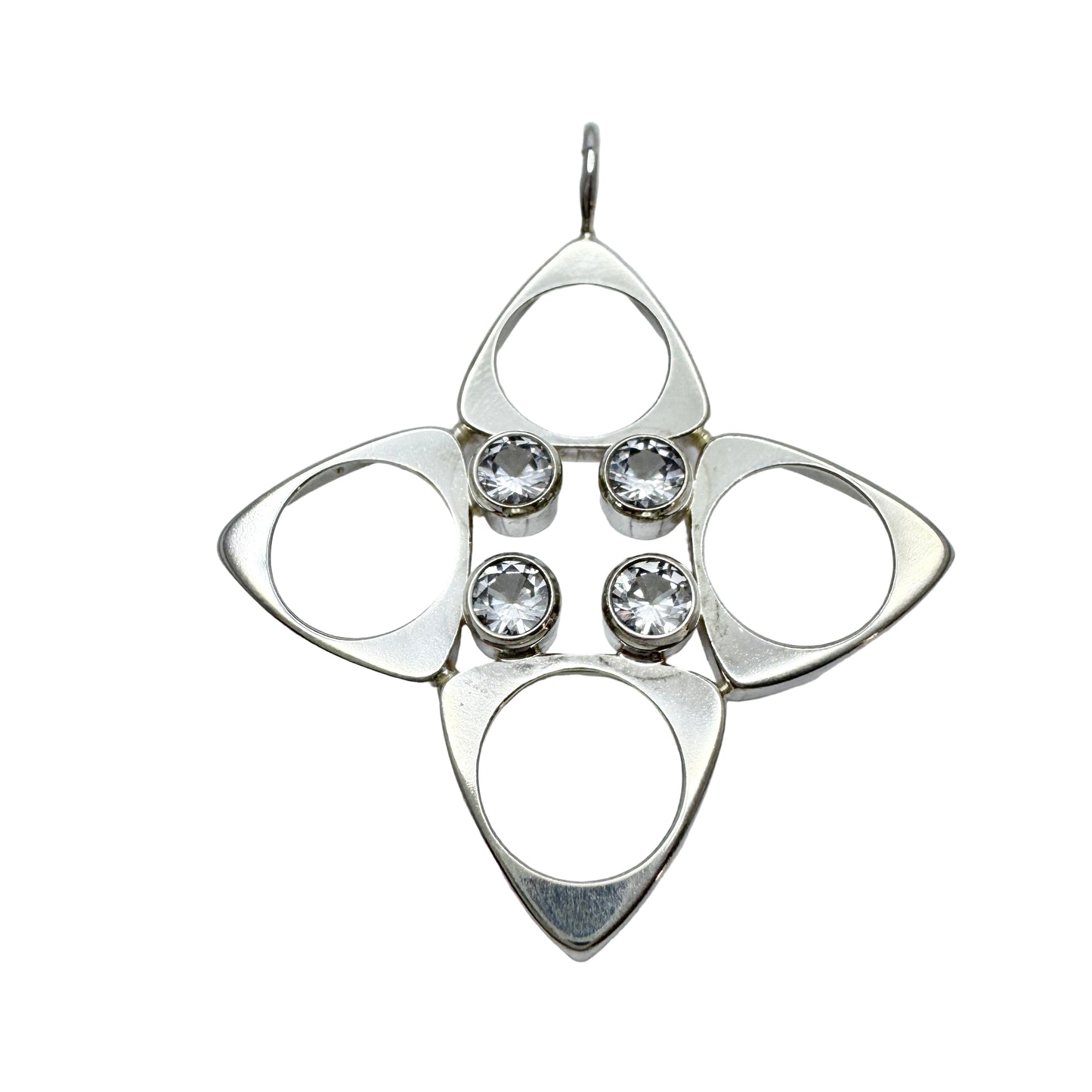 Salovaara, Finland 1970s. Vintage Sterling Silver Rock Crystal Pendant.