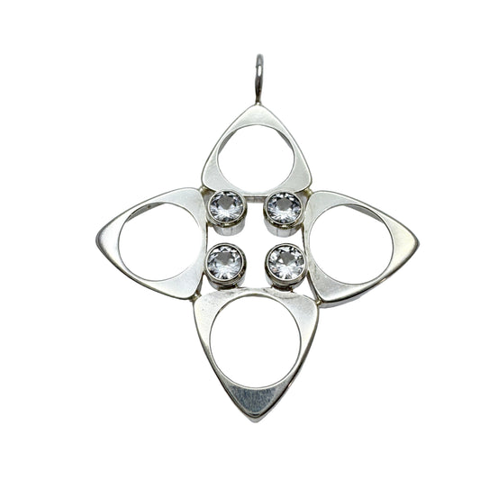 Salovaara, Finland 1970s. Vintage Sterling Silver Rock Crystal Pendant.