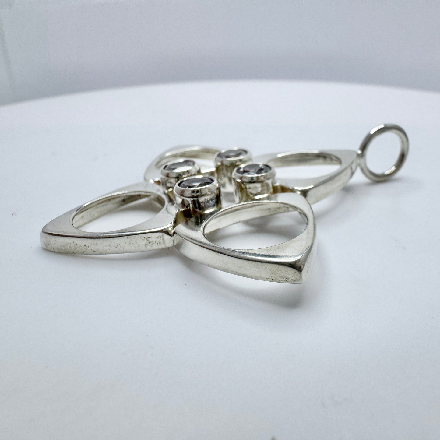 Salovaara, Finland 1970s. Vintage Sterling Silver Rock Crystal Pendant.