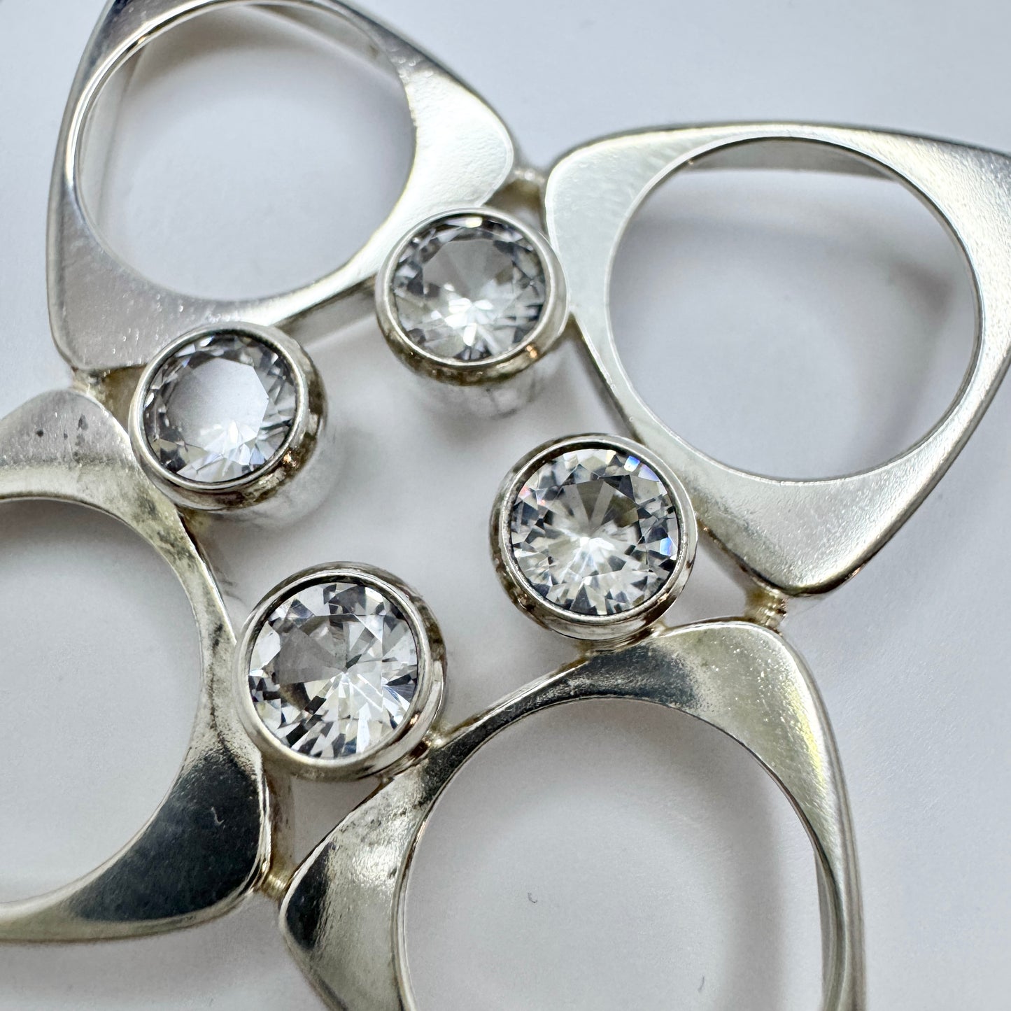 Salovaara, Finland 1970s. Vintage Sterling Silver Rock Crystal Pendant.