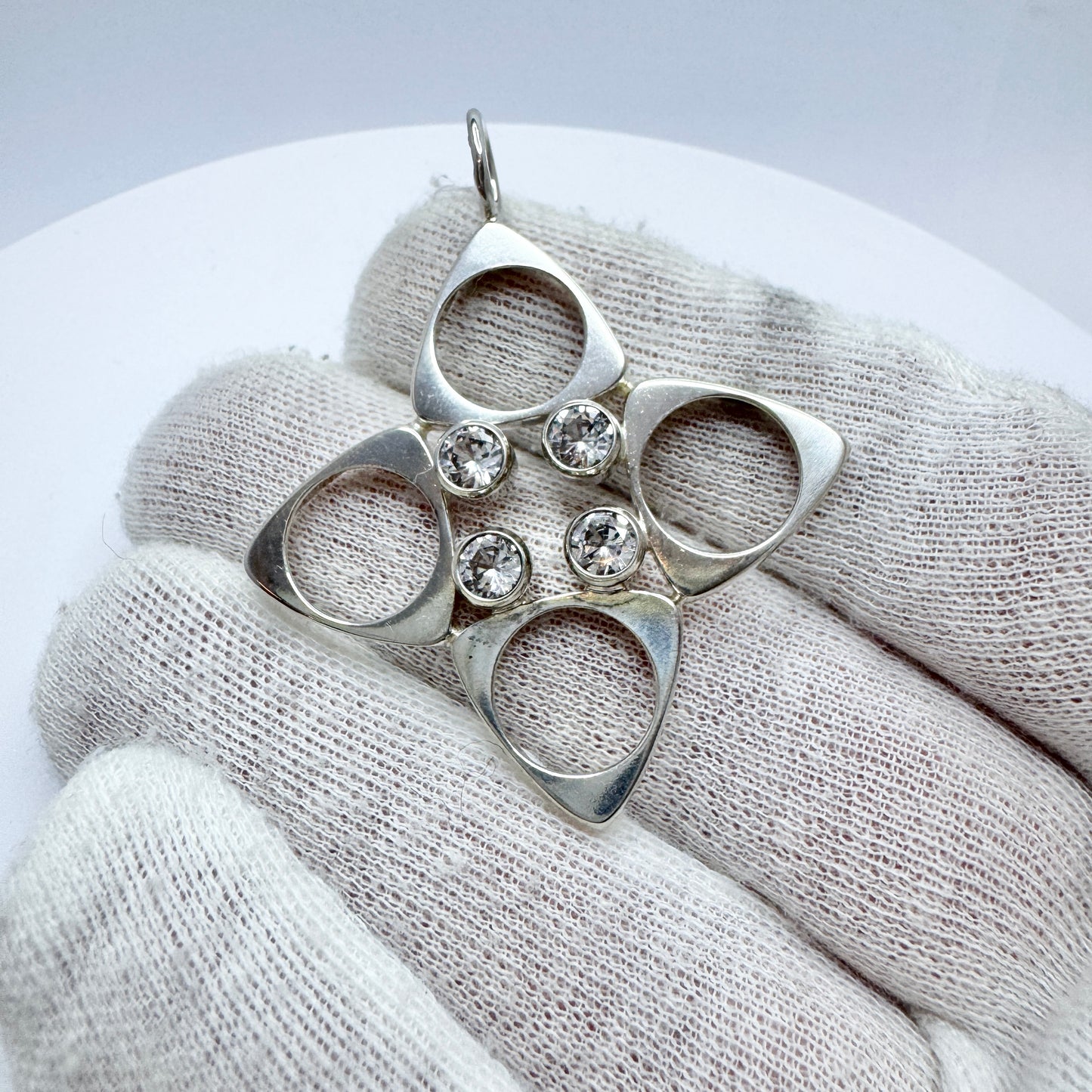 Salovaara, Finland 1970s. Vintage Sterling Silver Rock Crystal Pendant.